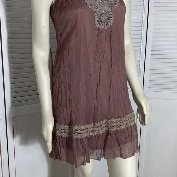 Vintage Y2K Double Layered Chiffon Crochet Knit Dress Medium - Picture 3 of 15